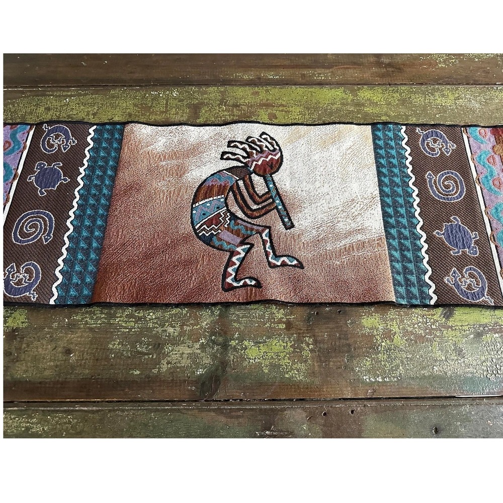 Southwestern‎ Kokopelli Dancer Woven Table Runner Tribal Geometric Tassel 13x72